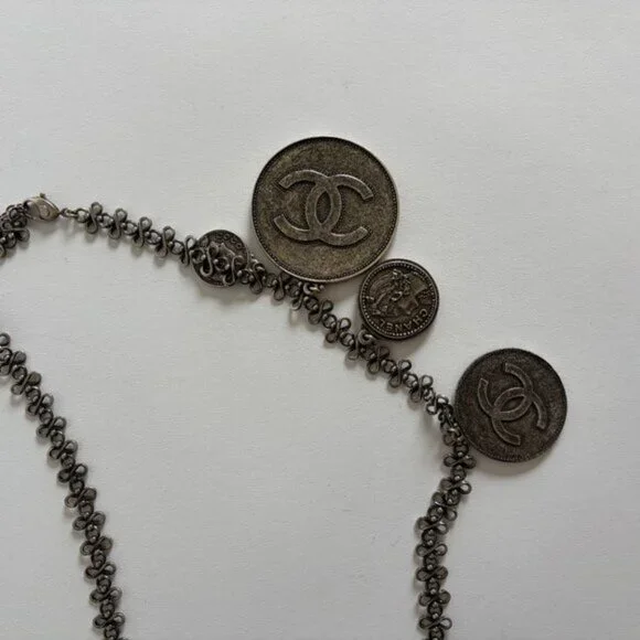 CHANEL 2003 ARCHIVE SILVER COINS NECKLACE BELT - Picture 7 of 10